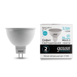 Лампа Gauss LED Elementary MR16 GU5.3 3.5W 300lm 4100K