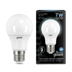 Лампа Gauss LED A60 E27 7W 710lm 4100K