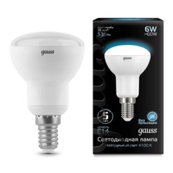 Лампа Gauss LED R50 E14 6W 530lm 4100K