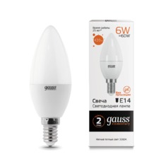 Лампа Gauss LED Elementary Свеча 6W E14 420lm 3000K