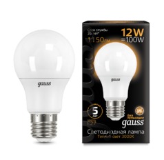 Лампа Gauss LED A60 12W E27 1150lm 3000K