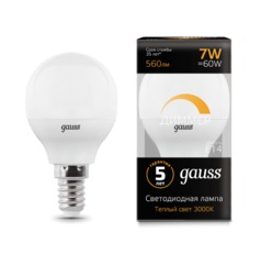 Лампа Gauss LED  Шар E14 6.5W 520lm 3000K