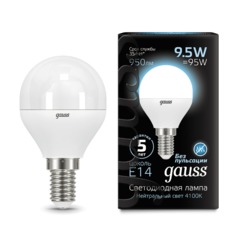 Лампа Gauss LED Шар E14 9.5W 950lm 4100K