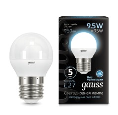 Лампа Gauss LED Шар E27 9.5W 950lm 4100K