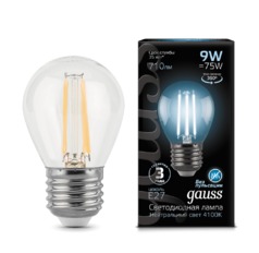 Лампа Gauss LED Filament Шар E27 9W 710lm 4100K