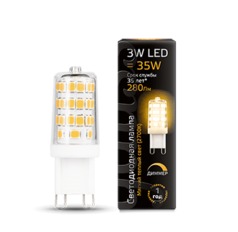 Лампа Gauss LED G9 AC185-265V 3W 280lm 2700K 1/20/200 диммируемая