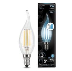 Лампа Gauss LED диммируемая Filament Свеча на ветру E14 7W 580lm 4100K