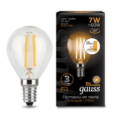 Лампа Gauss LED диммируемая Filament Шар E14 7W 550lm 2700K